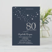 Invitation Étoiles Blanches Simples Fête d'Anniversaire 75 an (Debout devant)