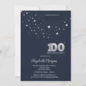 Invitation Étoiles Blanches Simples Fête d'Anniversaire Bleue (Devant)