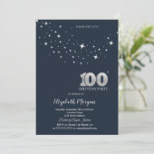 Invitation Étoiles Blanches Simples Fête d'Anniversaire Bleue (Debout devant)