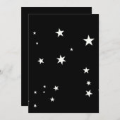 Invitation Étoiles blanches sur papier d'emballage noir (Devant / Derrière)