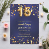 Invitation étoiles bleu marine de Quinceanera