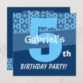 Invitation Etoiles Bleues Anniversaires Pour Garçon W727 (Devant / Derrière)