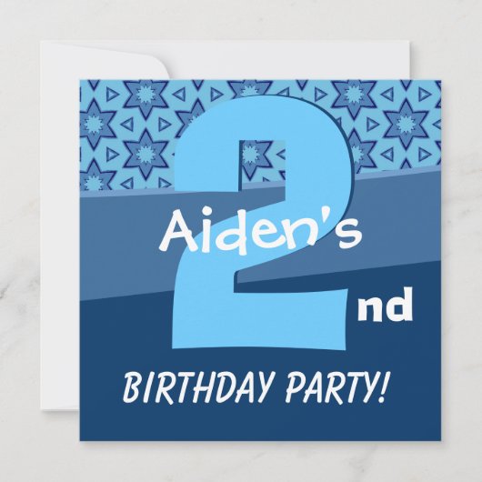 Invitation Etoiles Bleues De Deux Ans Pour Le Garçon W724 (Devant)