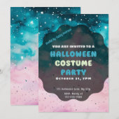 Invitation Etoiles bleues et roses Halloween moderne (Devant / Derrière)