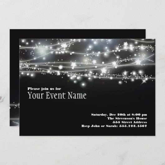 Invitation Étoiles Brillantes (Devant / Derrière)