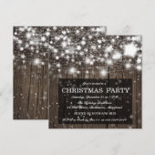 Invitation Étoiles brillantes de fête de Noël en bois (Devant / Derrière)