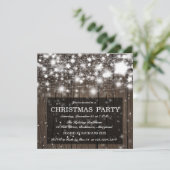 Invitation Étoiles brillantes de fête de Noël en bois (Debout devant)