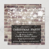 Invitation Étoiles brillantes de fête de Noël rustique de mur (Devant / Derrière)