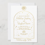 Invitation Étoiles céleste blanche et or Lune et Mariage sole (Devant)