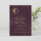 Invitation étoiles céleste de minuit bleu or Quinceanera Inv (Debout devant)