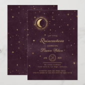 Invitation étoiles céleste de minuit bleu or Quinceanera Inv (Devant / Derrière)