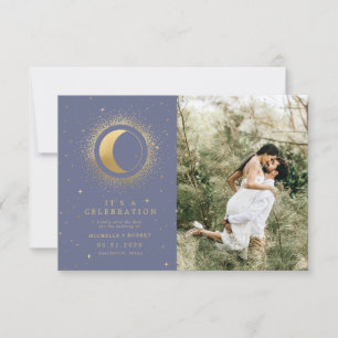 Invitation étoiles céleste deux Photo mariage célébration Inv