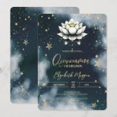 Invitation Étoiles célestes Blanc Lotus Sky Quinceanera (Devant / Derrière)