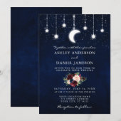 Invitation Étoiles célestes de la lune de ciel étoilé Floral (Devant / Derrière)
