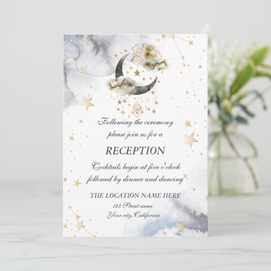 Invitation Étoiles célestes de lune d'or (Debout devant)