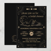 Invitation Etoiles célestes d'or et Fête des mariées de lune (Devant / Derrière)