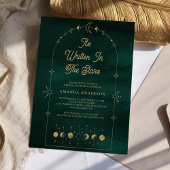 Invitation Étoiles célestes Emerald Gold Moon Fête des mariée