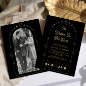 Invitation Étoiles célestes Fête des mariées Lune d'or noir