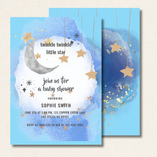 Invitation Etoiles célestes Gold Et Blue Abstrait