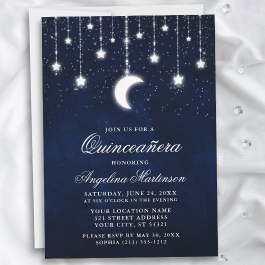Invitation Étoiles célestes Luminaires à cordes Quinceanera