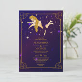 Invitation Étoiles célestes mystiques rose (Debout devant)