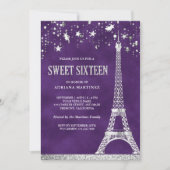Invitation Etoiles Confetti Silver Tour Eiffel Purple Sweet 1 (Devant)