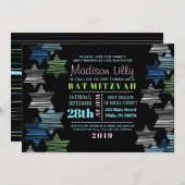 Invitation ÉTOILES CONNECTANT L'Invitation Bat mitzvah (Devant / Derrière)