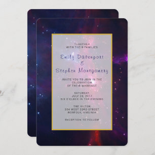 Invitation Étoiles cosmiques et mariage nébuleux invitent
