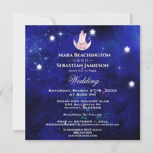 Invitation *~* ÉTOILES CRYSTAL MOON Website RSVP AR14 Mariage (Dos)