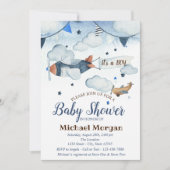 Invitation Etoiles d'aquarelle mignonnes, Nuages, Baby shower (Devant)