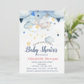 Invitation Etoiles d'aquarelle, Nuages, Baby shower planétair (Debout devant)