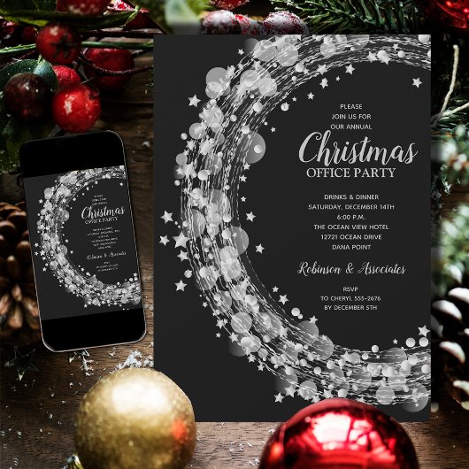 Invitation Étoiles d'argent Noël
