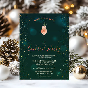 Invitation Étoiles de cocktail de Noël vert Fête de Noël 
