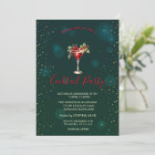 Invitation Étoiles de cocktail rouges Noël vert (Debout devant)