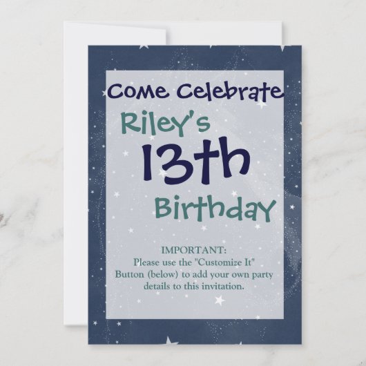 Invitation Étoiles de Constellation de Cheval Étincelles Bleu (Devant)