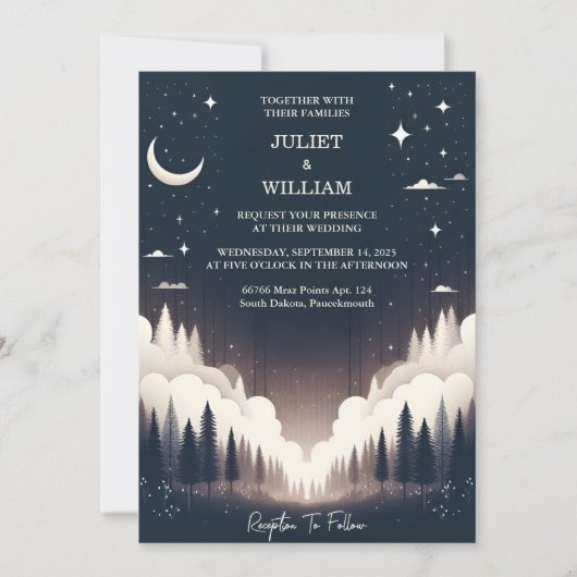Invitation Etoiles de coucher de soleil de nuit Moon Cloud Tw (Devant)
