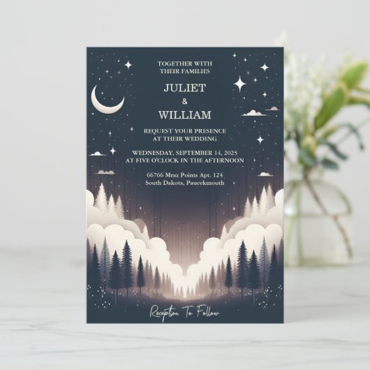 Invitation Etoiles de coucher de soleil de nuit Moon Cloud Tw (Debout devant)