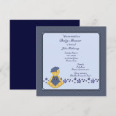 Invitation Étoiles de denim bleu pour bébé garçon (Devant / Derrière)