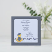 Invitation Étoiles de denim bleu pour bébé garçon (Debout devant)