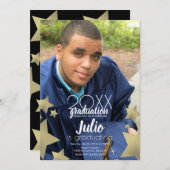 Invitation Étoiles de la célébration de la graduation Script  (Devant / Derrière)