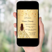 Invitation étoiles de la robe or Quinceanera