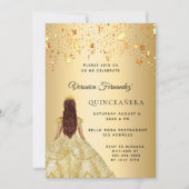 Invitation étoiles de la robe or Quinceanera (Devant)