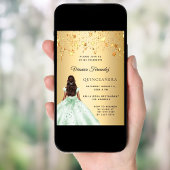 Invitation étoiles de la robe verte de Quinceanera