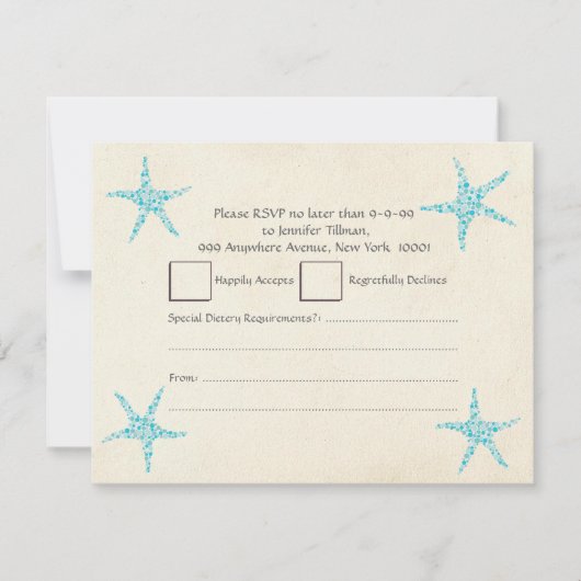 Invitation Étoiles de mer d'Aqua de turquoise de mariage de (Devant)