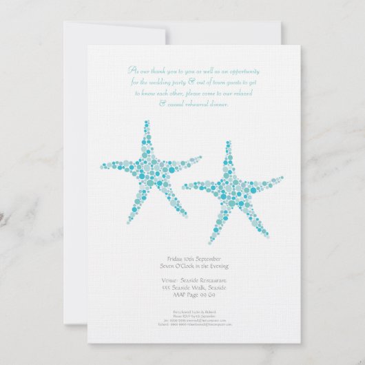 Invitation Étoiles de mer de turquoise d'Aqua de mariage de (Devant)