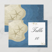 Invitation Étoiles de mer et numéros de places à la table de (Devant / Derrière)