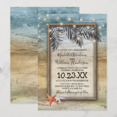 Invitation Étoiles de mer Lumineuses de Plage Tropicale Rusti (Devant / Derrière)