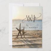 Invitation Étoiles de mer Plage de sable Script RSVP (Devant)