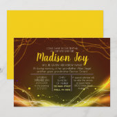 Invitation ÉTOILES DE NEON GLOWING Jewish Baby Naming Invitat (Devant / Derrière)