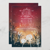 Invitation Etoiles de nuit rouge enchantées et Mariage de feu (Devant / Derrière)